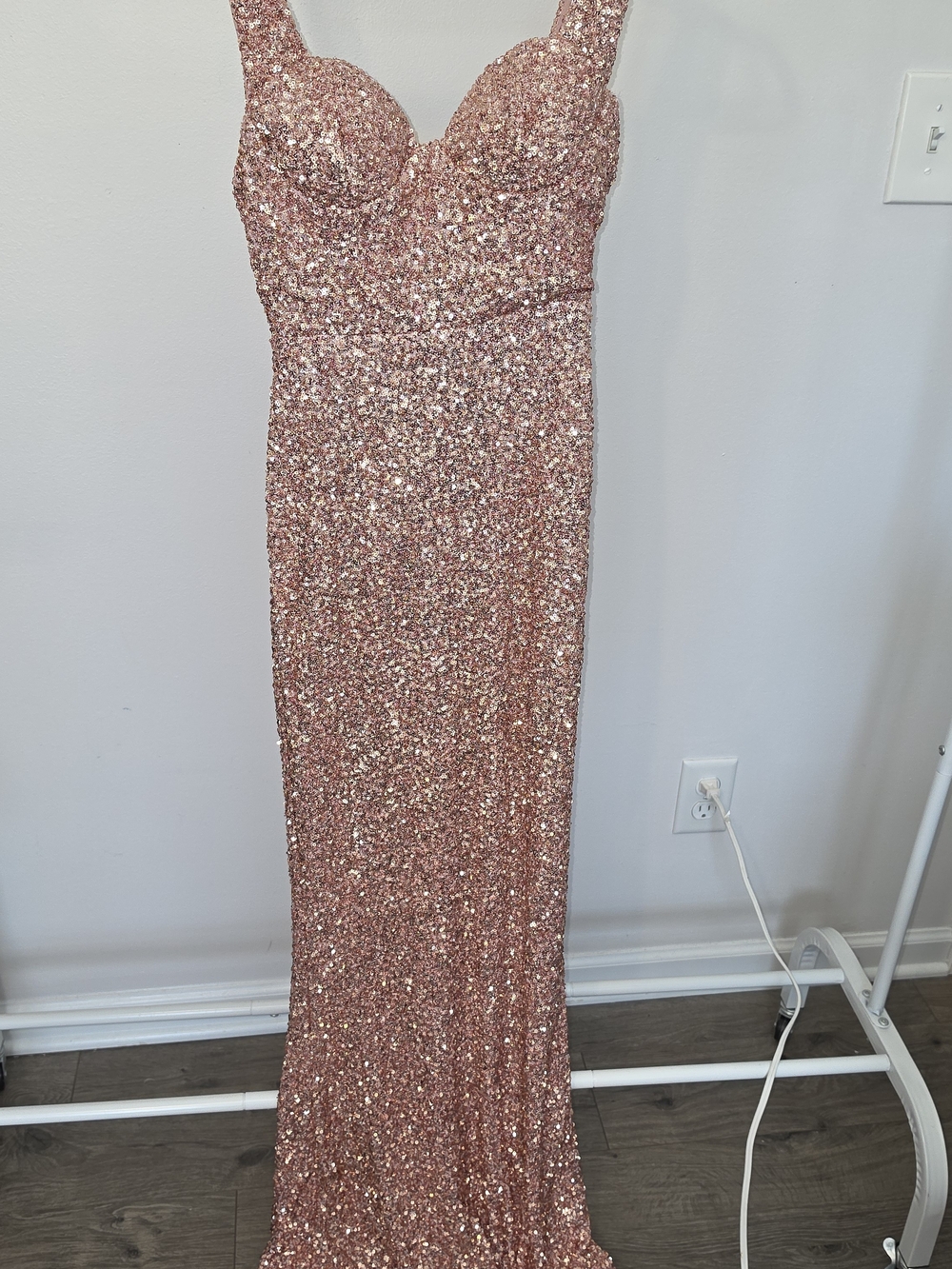 Fashion Nova Rose Gold Sequin Prom Gown